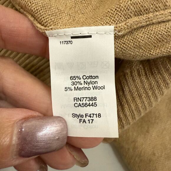 J.Crew HARBOR COTTON Zip Mock Neck Sweater Men’s L Tan Wool Blend Pullover NEW - Picture 6 of 8